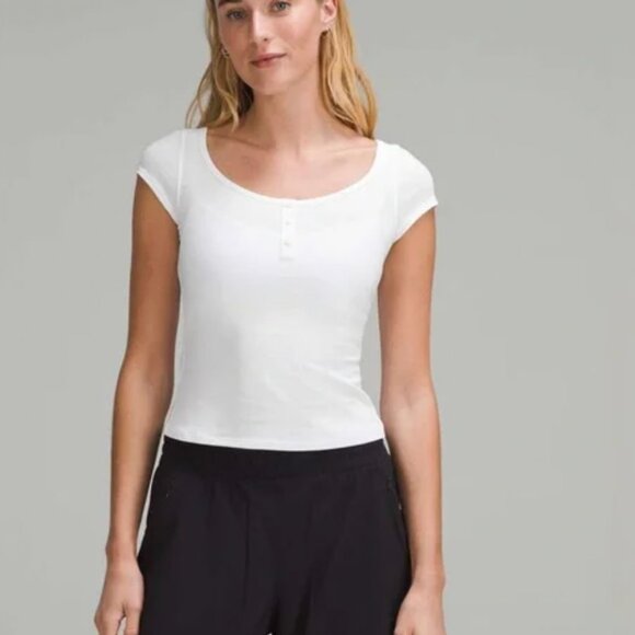 lululemon athletica Tops - lululemon athletica white Cap-Sleeve Henley T-Shirt